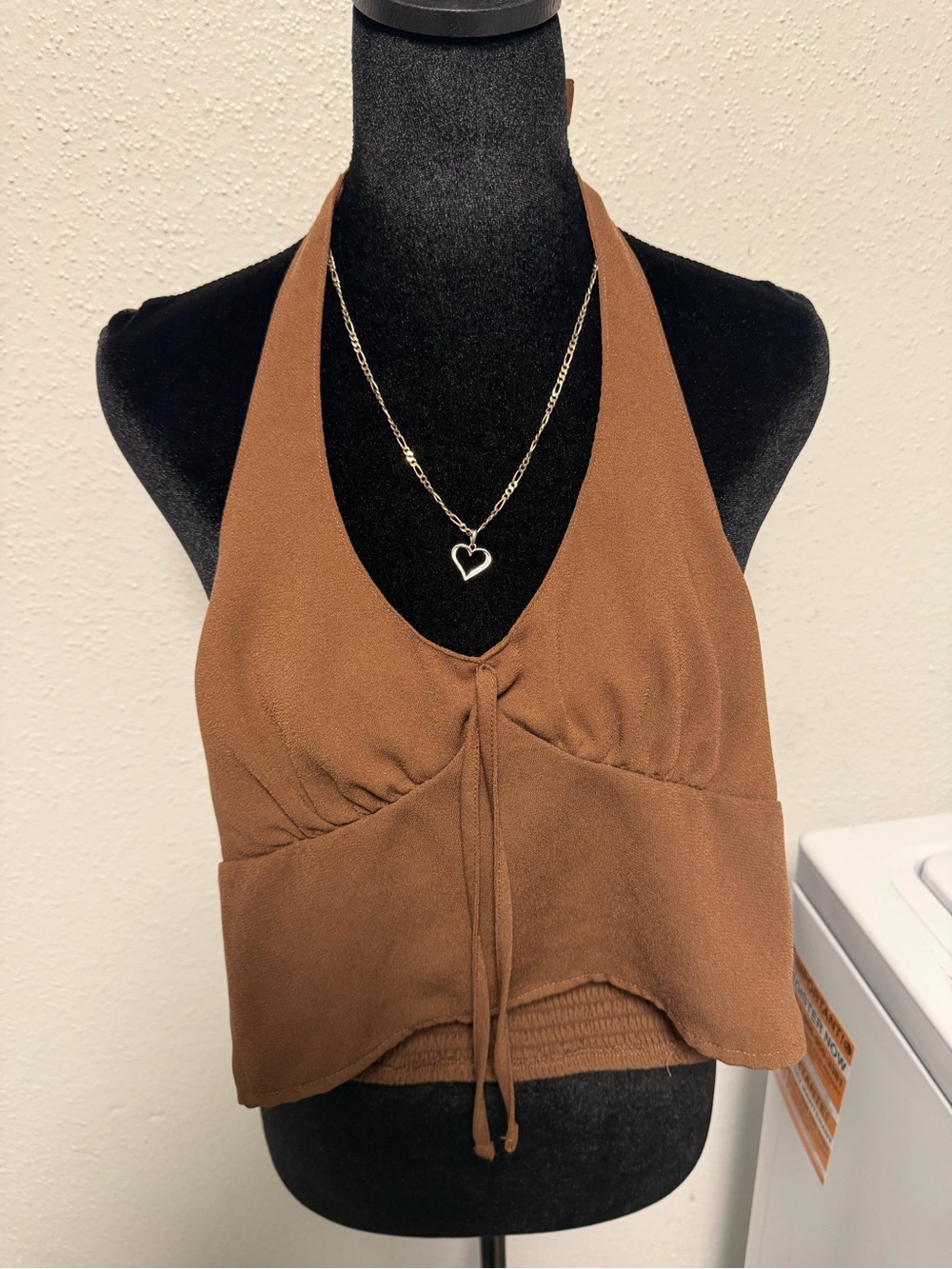 Hollister Brown Halter Tie-Front Crop Top